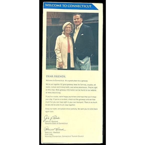 Official Connecticut State Map 2002 Vintage Ephemera Blue Travel Trip Vacation - Picture 3 of 4